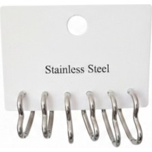 MSZ Silver 6 Adet Küçükten Büyüğe Sıralı Kalp Çelik Küpe - Gümüş Kaplama Kararmaz Küpe Kombini