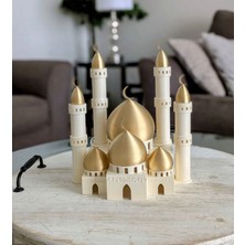 3D Baskı Dekoratif Mini Camii Biblosu – Altın Detaylı