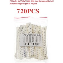 Hatfon 720 Adet 1PF/10UF 1206 Kılıf Smd Kondansatör Seti 36 Farklı Değerde Şeffaf Poşette