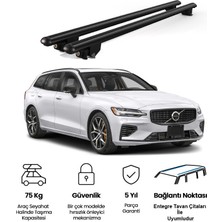 Today Auto Kanca Volvo V60 Cross Country (2019 ve Sonrası) Uyumlu Siyah Kilitli Ara Atkı 120CM Port Bagaj Tavan Barı