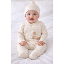 Ladora Tekstil Organik Yelkenli Ayıcık Temalı Erkek Bebek Tulum