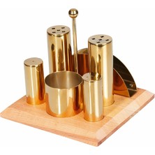 Atom Altılı Yuvarlak Tuzluk ve Baharatlık Takımı Altın