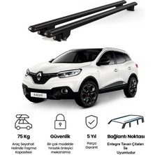 Today Auto Kanca Renault Kadjar (2016 ve Sonrası) Uyumlu Siyah Kilitli Ara Atkı 120CM Port Bagaj Tavan Barı