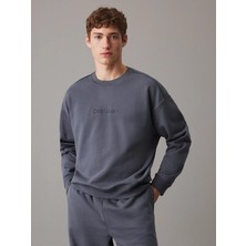 Calvin Klein Erkek Pamuklu Regular Fit Yuvarlak Yaka Gri Sweatshirt 000NM2686E-CKP