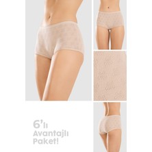 Baykar Kadın Beyaz Pamuklu Minik Delikli Bato Külot 6lı Paket Ten Rengi