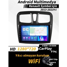 SBAID Renault Symbol  2013-2023 Uyumlu 4gb Ram 64GB Rom Android Kablosuz Carplay Navigasyon 9 Inç Ekran
