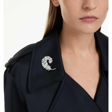 Swarovski 5747549 Idyllia Brooch, Mixed Cuts, Feather, Blue, Rhodium Plated