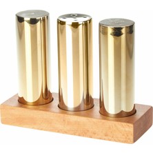 Atom Everest Büyük Yuvarlak 3'lü Tuzluk Biberlik Seti Altın