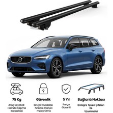 Today Auto Kanca Volvo V90 Sw (2016 ve Sonrası) Uyumlu Siyah Kilitli Ara Atkı 120CM Port Bagaj Tavan Barı