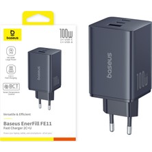 Baseus Enerfill Süper Hızlı FE11 2C+U 100W Şarj Cihazı-Siyah