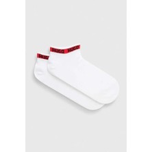 Hugo Erkek 2'li Pamuklu Marka  Logolu Beyaz Çorap 50516394-100