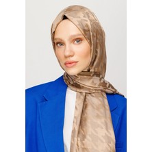 Azbey Kazayağı Desen Parlak Jakar Şal Kahverengi