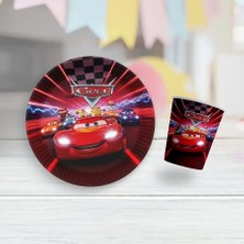 Cars Temalı Karton Tabak Bardak Set 8 Tabak 8 Bardak