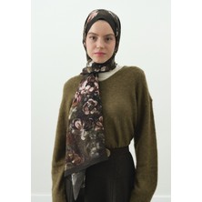 Fresh Madeleıne Desenli Pamuk Viskon Şal Askeri Haki