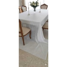 Ünal File Beyaz Masa Örtüsü Şeffaf Pvc Ip Desenli Masa Örtüsü Kaliteli Hasır Altı Deliksiz