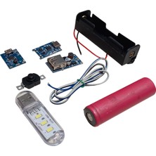 Devre Dünyası 3.7V 18650 Li-Ion Pili Şarj Modülü ile 5V USB Çıkışlı Mini Powerbank Devresi Öğrenci Hobi Deney Seti (4 Devre)