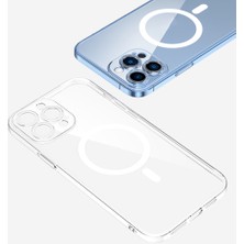 Lopard iPhone 13 Pro Max Ince Kılıf Kamera Korumalı M-Safe Şarj Özellikli Şeffaf Zore London Silikon Kapak