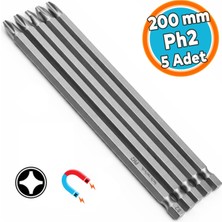 Nzb Tayvan Çeliği Mıknatıslı Yıldız Ph2 Bits Uç Manyetik 1/4" Matkap Ucu 20 cm Uzunluk (5 Adet)