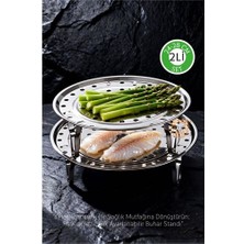 İlk El Grup Ieg™ 2'li Set Inox Çelik Ayaklı Buharlı Pişirme Aparatı -  24+28 cm Çok Amaçlı Tencere I�