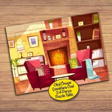 Asilmeydan Şömineli Güzel Şirin Ev 24 Parça Çocuklara Özel Yapboz Tablo-551