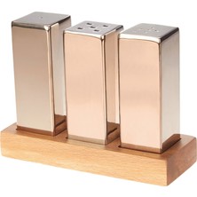 Atom Everest Büyük Kare 3'lü Tuzluk Takımı Bakır