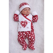 Ladora Tekstil %100PAMUK Kalp Nakış Temalı 5 Parça Kız Hastane Çıkışı