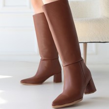 SEPET365 Roksa Taba Cilt Topuklu Çizme