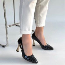 SEPET365 Motya Siyah Rugan Topuklu Ayakkabı