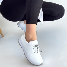 SEPET365 Finna Beyaz Cilt Bağcıklı Spor Ayakkabı