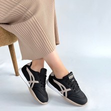 SEPET365 Zlay Siyah Cilt Bej Detaylı Bağcıklı Spor Ayakkabı