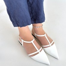 SEPET365 Canca Beyaz Rugan Babet Ayakkabı