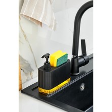 Vip Life Home Gözde - Modern Set Üstü Sıvı Sabunluk Şeffaf Renkli Tabanlı ve Sünger Bölmeli (PP-550 Ml)