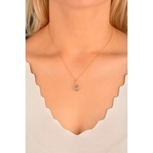 Çağlar Trabzon Rose Taşlı Çiçek Kolye