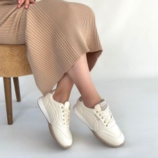 SEPET365 Tawen Bej Cilt Bağcıklı Spor Ayakkabı