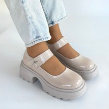 SEPET365 Siyat Bej Rugan Dolgu Topuk Oxford Ayakkabı