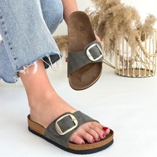 SEPET365 Zooy Yeşil Nubuk Terlik