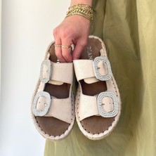 SEPET365 Hertas Bej Nubuk Tokalı Terlik