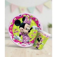 Minnie Mouse Temalı Karton Tabak Bardak Set 8 Tabak 8 Bardak