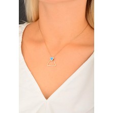 Nev Pırlanta Mavi Üçgen Rose Kolye