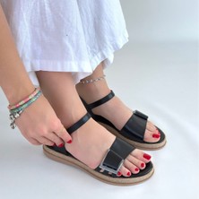 SEPET365 Andana Siyah Cilt Sandalet