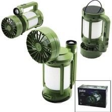 Calperia 3in1=fan - 2-Fener Solar - USB Şarj Vantilatör - Kamp Lamba FENER:10W+5WFAN=90 Derece Oynar Baş- Tek Kademe PT-576 (5047)