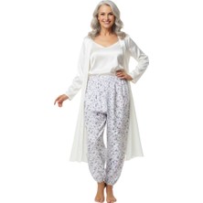 Ottoland Kadın Kışlık Kadın Anne Içlik Pijama Altı Çiçekli %100 Pamuk Içi Miflonlu Lastikli Rahat