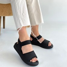 SEPET365 Jake Siyah Hasır Cilt Sandalet