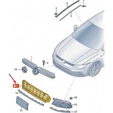 TŞT Volkswagen Golf Vııı Ön Tampon Panjuru Kapalı Desenli Sensör Kuşak Delikli 2020- (Oem No:  5H0853677G9B9)