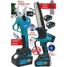 Stanvolt Dijital Göstergeli 2li Set 50M Geniş Ağız Makas Uzun Pala Kömürsüz Budama Testeresi 21V 3AH Pro Set