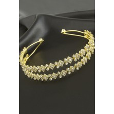 Datatek Üçgen Lüks Taşlı Gelin Tacı