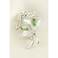 Datatek Çiçek Yaprak Mineli Taşlı Broş