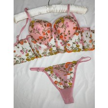 Rozenin Lingerie Çiçek Desenli Korseli Destekli Büstiyer Sütyen Takımı