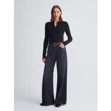 Dilvin %100 Pamuk Wide Leg Jean-Siyah