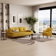 Enza Home Henna Koltuk Takımı Yağ Yeşili Kadife Dokulu 2 Parça Yataklı Modern Konfor